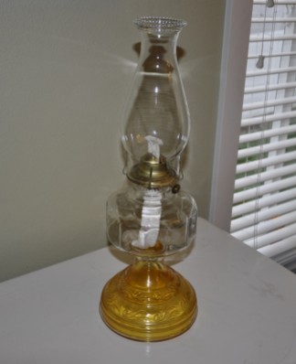 Vintage glass kerosene lamp with Eagle burner.